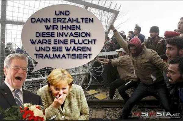 Merkel und Gauck amüsieren sich köstlich über das von ihnen verursachte Asylchaos. #Date:04.2016#