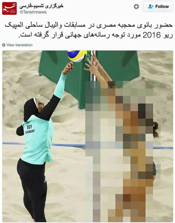 Ägypten gegen Deutschland bei den Olympischen Spielen. 

Natürlich muss die Kuffa Frau verpixelt werden. Nicht, dass die Zuschauer noch einen Haram Ständer bekommen ? #Pixelburka #Date:08.2016#